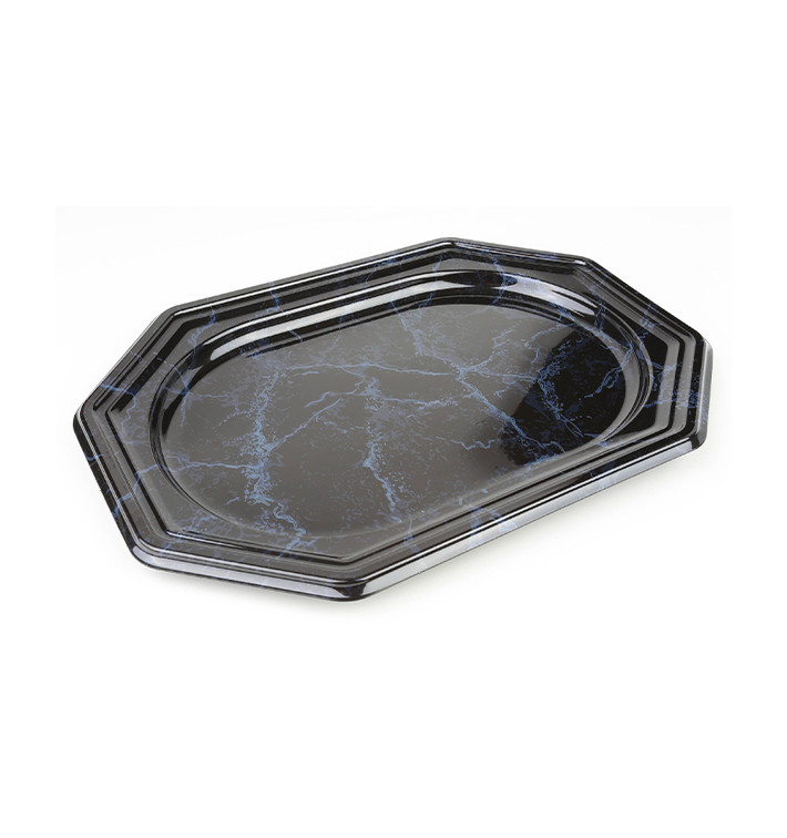 Bandeja Reutilizable PET Octogonal Marmol 27x19cm (5 Uds) Bandeja Reutilizable PET Octogonal Marmol 27x19cm (5 Uds)