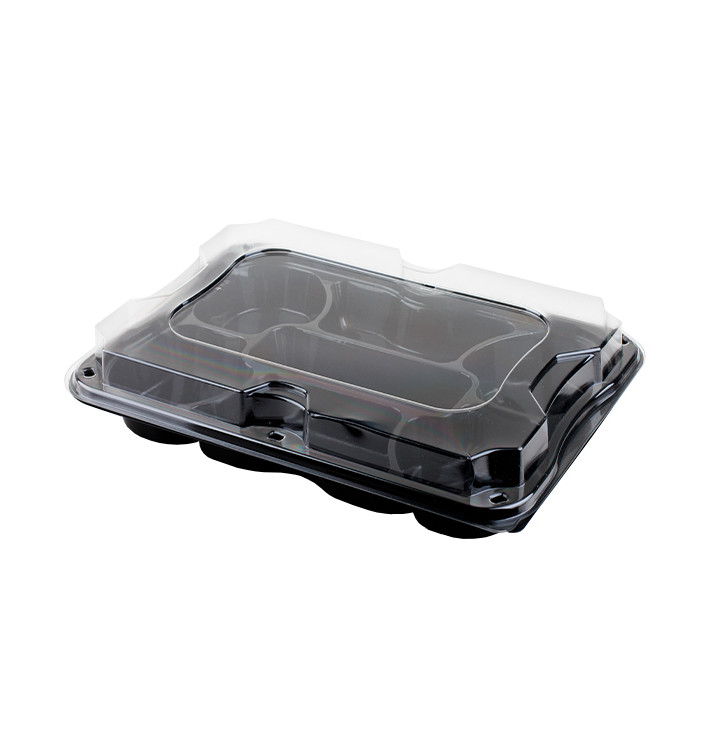 Bandeja Reutilizable PET 7C con Tapa 35x24cm (25 Uds) Bandeja Reutilizable PET 7C con Tapa 35x24cm (25 Uds)