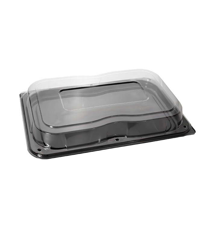 Bandeja Reutilizable PET Negra con Tapa 55x37cm (5 Uds) Bandeja Reutilizable PET Negra con Tapa 55x37cm (5 Uds)