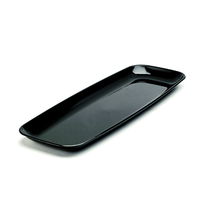 Bandeja Reutilizable PS Rectangular Dura Negro 22x56cm (5 Uds) Bandeja Reutilizable PS Rectangular Dura Negro 22x56cm (5 Uds)