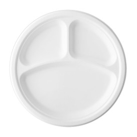 Plato Caña de Azucar 3C Blanco Ø260mm (50 Uds)