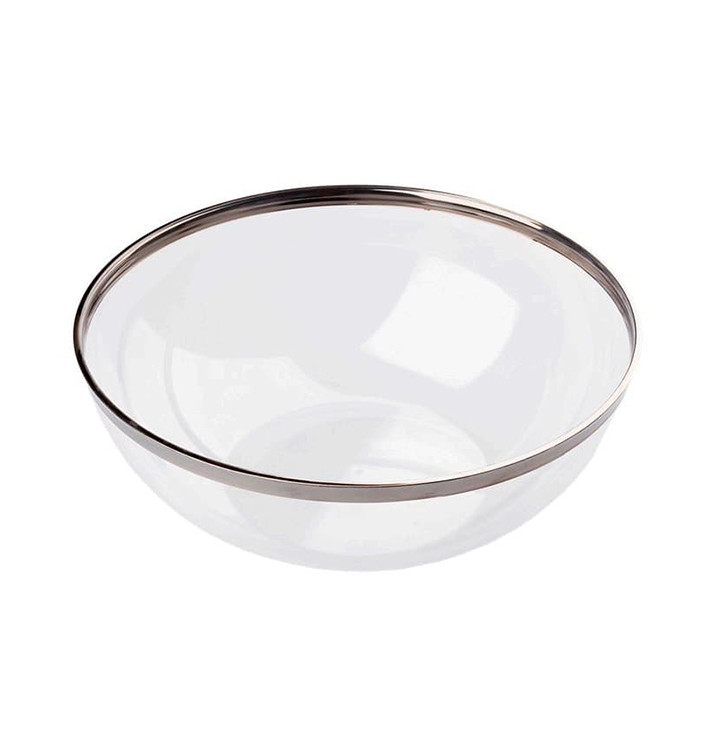 Bol PS Cristal Duro con Ribete Plata 3500ml Ø27cm (4 Uds) Bol PS Cristal Duro con Ribete Plata 3500ml Ø27cm (4 Uds)