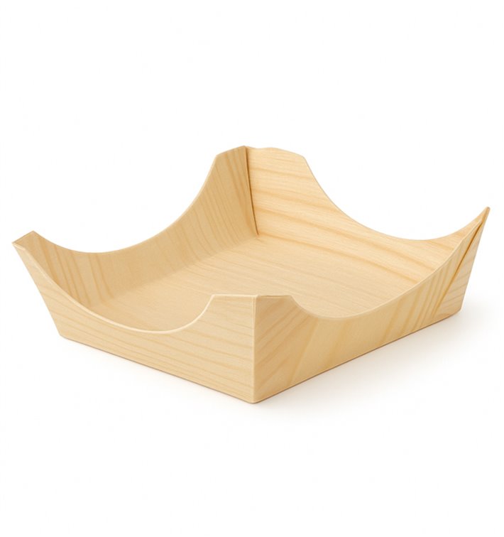 Bandeja de Hojuela de Pino 75x75x30mm (100 Uds)