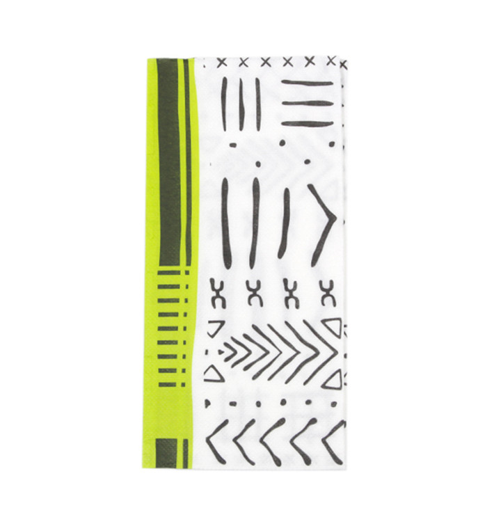 Servilleta Papel 1/8 40x40cm "Tribal Blanco" Punta-Punta (30 Uds)