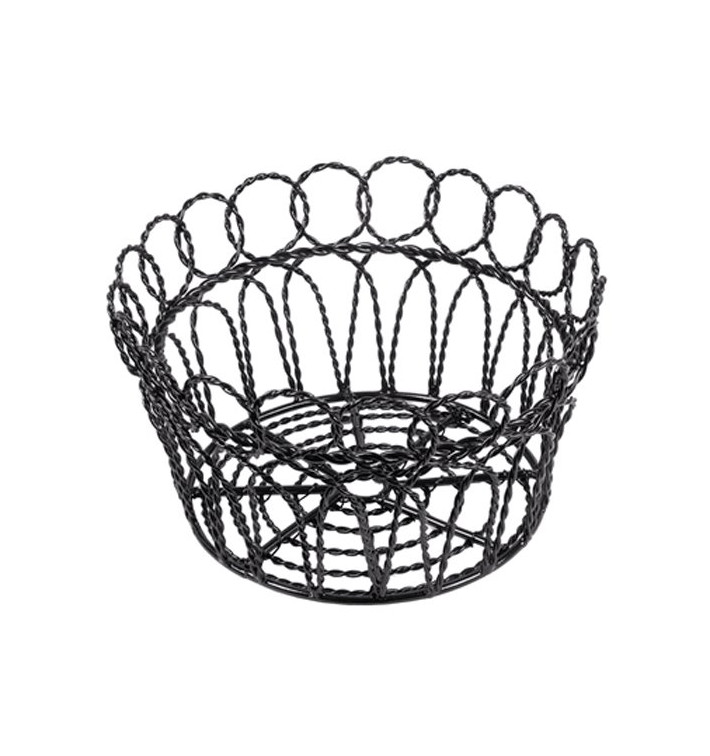 Cesta Redonda de Acero Negro Ø190x100mm (1 Ud) Cesta Redonda de Acero Negro Ø190x100mm (1 Ud)