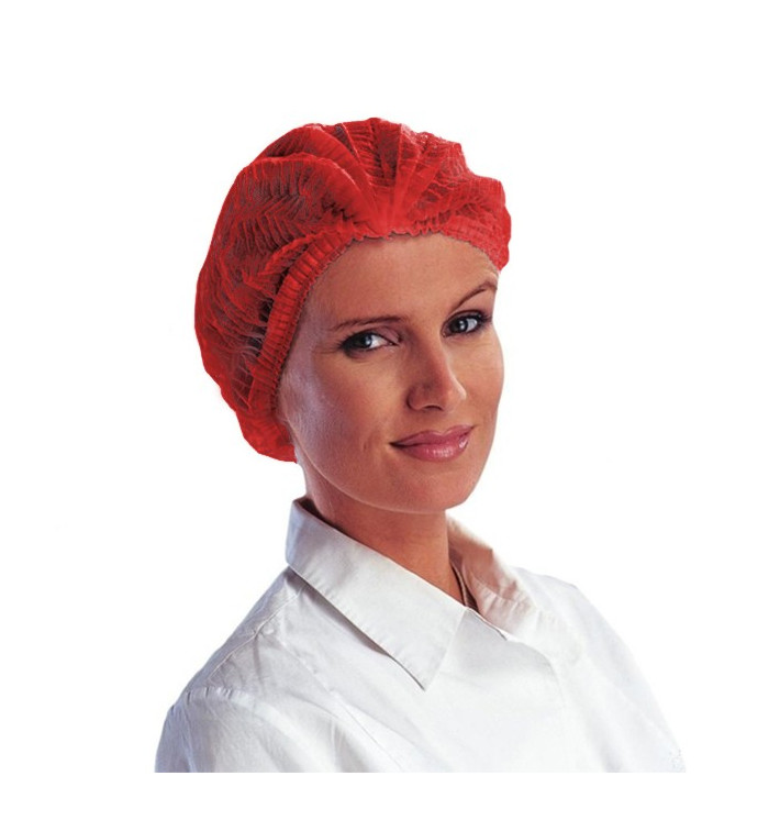 Gorros de Polipropileno Acordeón Rojo 2 gomas Ø53cm (100 Uds) Gorros de Polipropileno Acordeón Rojo 2 gomas Ø53cm (100 Uds)