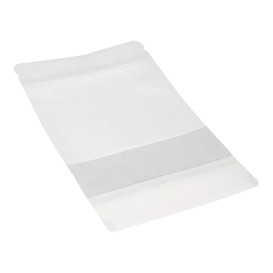 Bolsa Doypack Autocierre Zip y Ventana Blanco 12+6x20cm (50 Uds)
