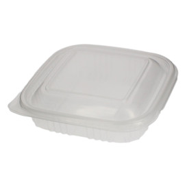 Tarrina Cuadrada Tapa Bisagra PP 250ml (100 Uds)