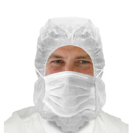 Gorro Integral con Mascarilla de 3 Capas Blanco (100 Uds)