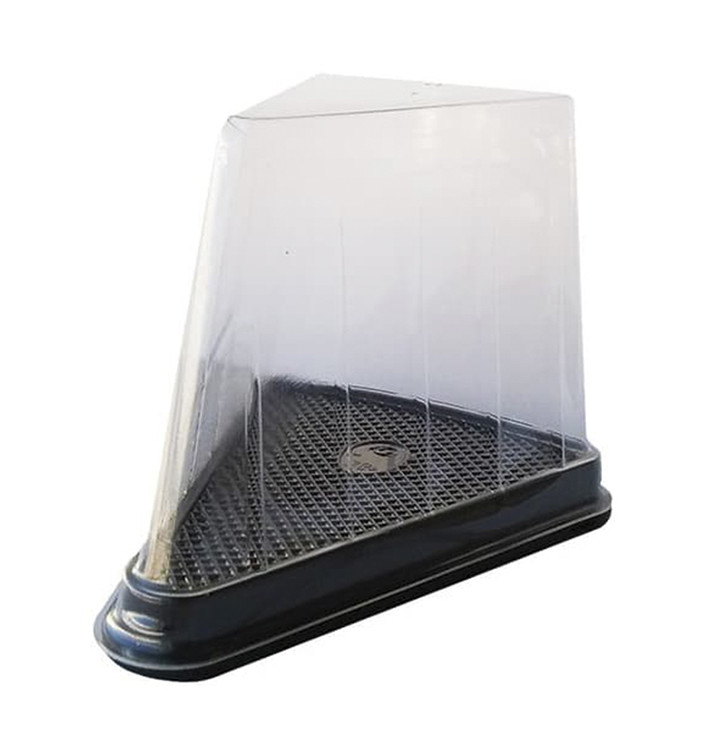 Envase para Porción Tarta Transp. Base Negra (50 Uds) Envase para Porción Tarta Transp. Base Negra (50 Uds)