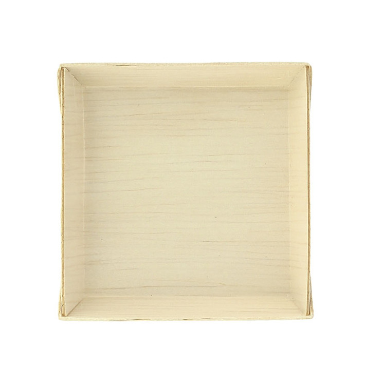 Mini Plato de Madera Cuadrado 7x7x1,5cm (20 Uds) Mini Plato de Madera Cuadrado 7x7x1,5cm (20 Uds)