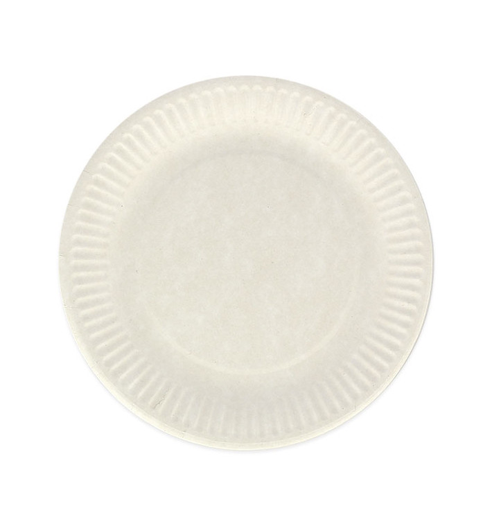 Plato de Papel Blanco Biodegradable Ø18 cm (20 Uds)