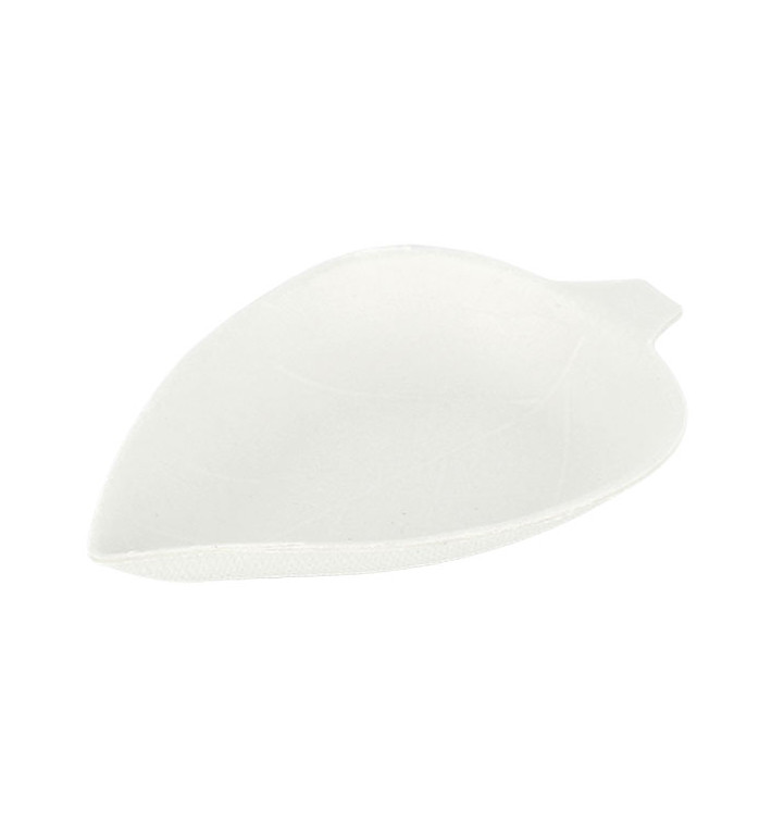 Mini Plato Caña de Azúcar Hoja Blanco 9x6cm (50 Uds)