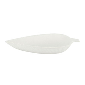 Mini Plato Caña de Azúcar Hoja Blanco 9x6cm (50 Uds)