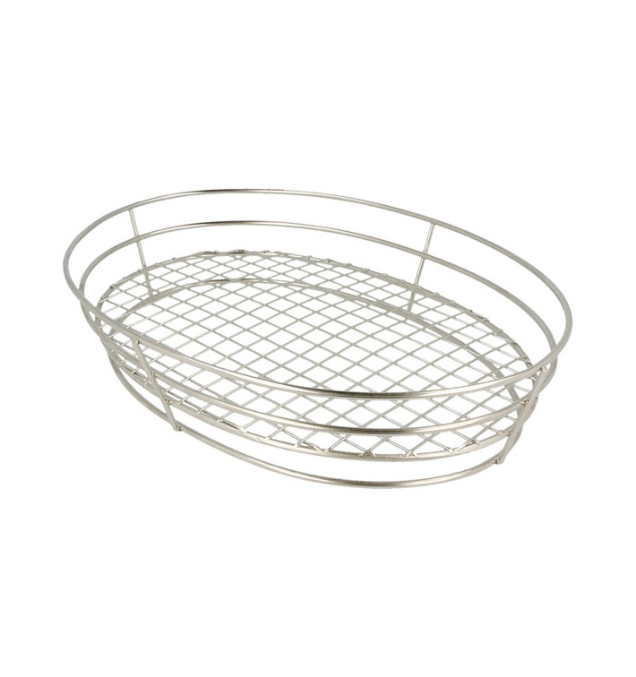 Cesta Ovalada de Acero Plata 280x205x57mm (1 Ud) Cesta Ovalada de Acero Plata 280x205x57mm (1 Ud)