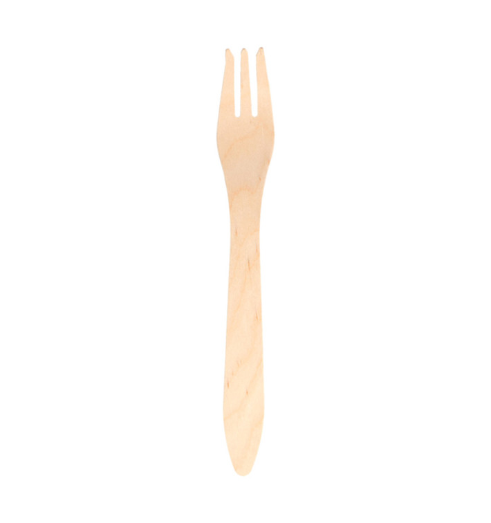 Tenedor de Madera Natural 183mm (100 Uds) Tenedor de Madera Natural 183mm (100 Uds)