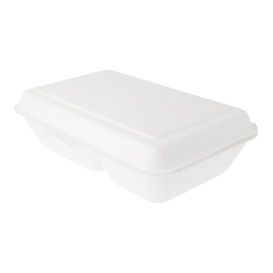 Envase MenuBox Caña Azúcar 2C Blanco 225x165x64mm (50 Uds)