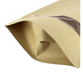Bolsa Doypack Kraft Autocierre Zip y Ventana 25+12x35cm (50 Uds)