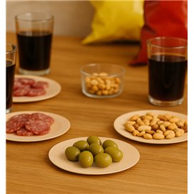 Plato de Madera Redondo Ø15,5cm (50 Uds)