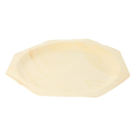 Plato de Madera Octogonal 260mm (50 Uds)