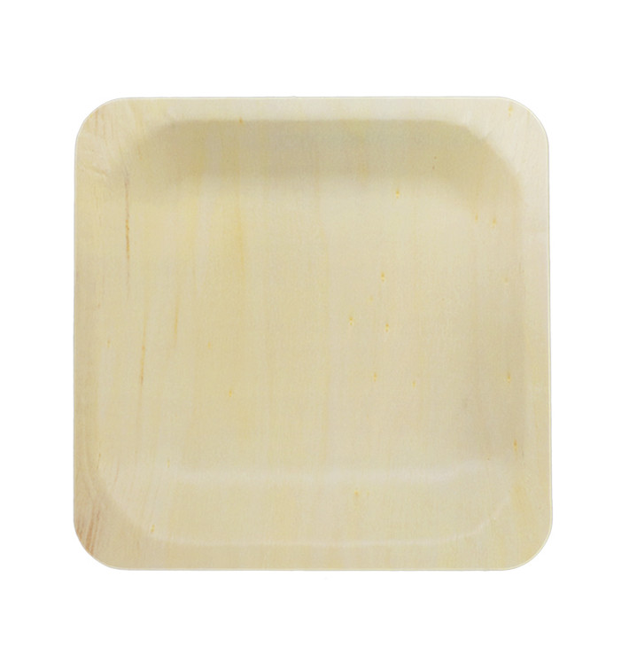 Plato de Madera Cuadrado 14x14cm (50 Uds) Plato de Madera Cuadrado 14x14cm (50 Uds)