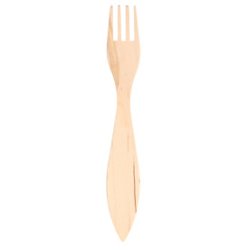 Tenedor de Madera 150mm Enfundado (100 Uds)