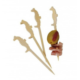 Pinchos de Bambu Decorados Caballito Mar 90 mm (100 Uds)