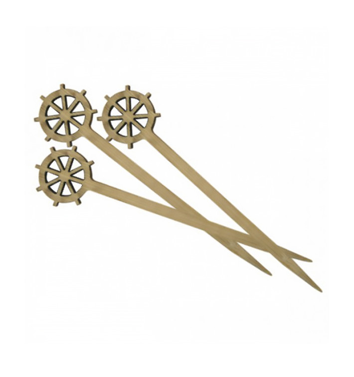 Pinchos de Bambu Decorados Timón 90 mm (100 Uds) Pinchos de Bambu Decorados Timón 90 mm (100 Uds)