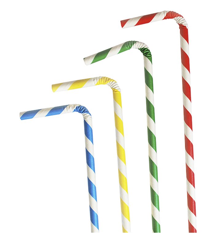 Pajita Flexible Papel Surtido Ø6mm 23cm (250 Uds) Pajita Flexible Papel Surtido Ø6mm 23cm (250 Uds)