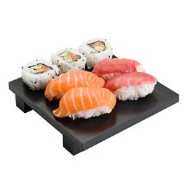 Bandeja de Bambú Negro para Sushi 15x15x2,5cm (1 Ud)