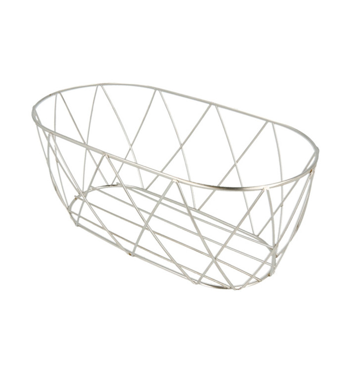 Cesta Ovalada de Acero Plata 255x127x102mm (1 Ud) Cesta Ovalada de Acero Plata 255x127x102mm (1 Ud)