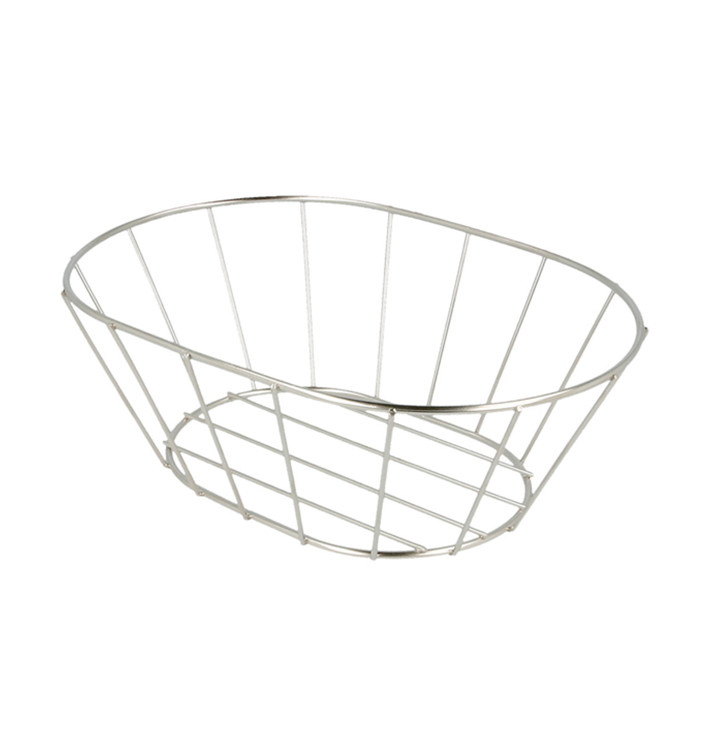 Cesta Ovalada de Acero Plata 216x140x76mm (1 Ud) Cesta Ovalada de Acero Plata 216x140x76mm (1 Ud)