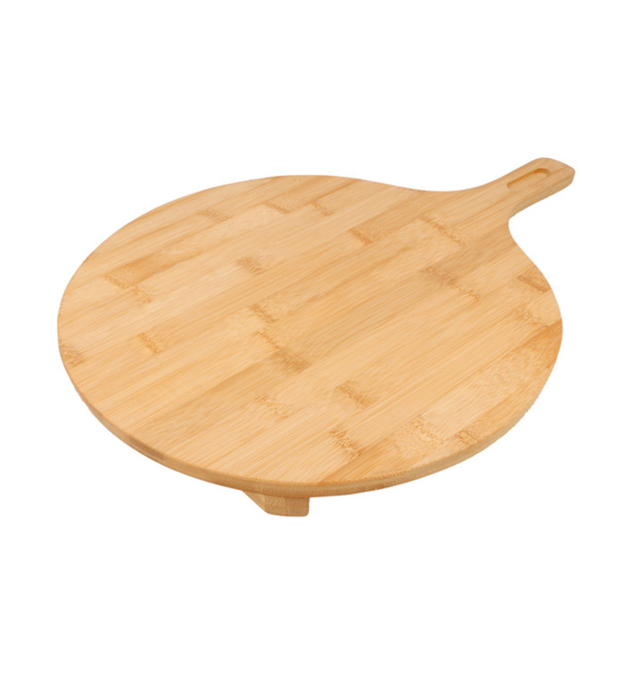 Bandeja Redonda con Asa de Bambu Ø29x2,5cm (1 Ud) Bandeja Redonda con Asa de Bambu Ø29x2,5cm (1 Ud)
