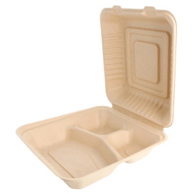 Envase MenuBox Caña Azúcar 3C Natural 20x20x7,5cm (50 Uds)