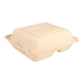 Envase MenuBox Caña Azúcar 3C Natural 20x20x7,5cm (50 Uds)