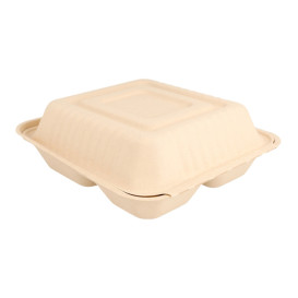 Envase MenuBox Caña Azúcar 3C Natural 20x20x7,5cm (50 Uds)