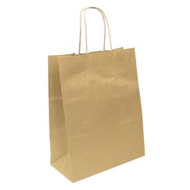 Bolsas de Papel Asa Plana Kraft 80g/m² 22+10x28cm (50 Uds)