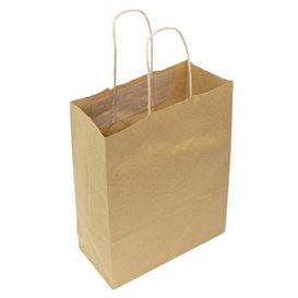 Bolsas de Papel Asa Plana Kraft 80g/m² 22+10x28cm (50 Uds)