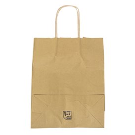 Bolsas de Papel Asa Plana Kraft 80g/m² 22+10x28cm (50 Uds)