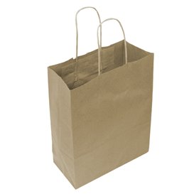 Bolsas de Papel Asa Plana Kraft 80g/m² 22+10x28cm (250 Uds)