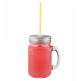 Jarra de Cristal con Tapa y Pajita 450ml (1 Ud)