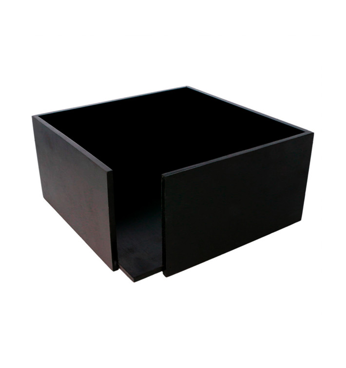 Porta Sevilletas de Bambú Negro 21x21x10cm (1 Ud) Porta Sevilletas de Bambú Negro 21x21x10cm (1 Ud)