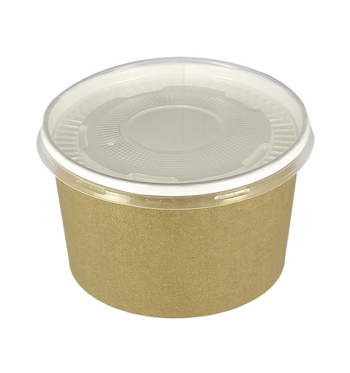 Tarrina de Cartón Kraft con Tapa PP 16 Oz/473ml (25 Uds) Tarrina de Cartón Kraft con Tapa PP 16 Oz/473ml (25 Uds)