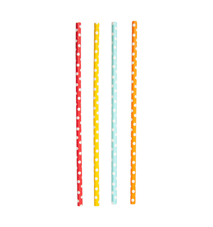 Pajita Recta de Papel Topos Ø6mm 21cm (250 Uds) Pajita Recta de Papel Topos Ø6mm 21cm (250 Uds)