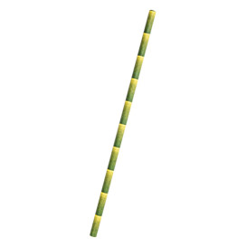 Pajita Recta de Papel Bambu Ø6mm 21cm (3.000 Uds)