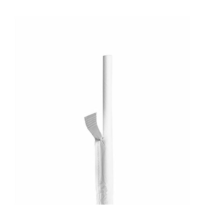 Pajita Recta Papel Blanco Enfundada Blanco Ø8mm 20cm (100 Uds) Pajita Recta Papel Blanco Enfundada Blanco Ø8mm 20cm (100 Uds)