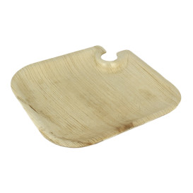 Plato de Hoja de Palma con Soporte 21x21x1,5cm (25 Uds)