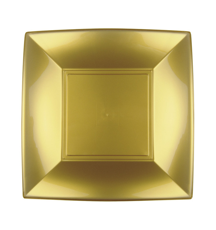 Plato Llano Reutilizable PP Oro Nice 18cm (12 Uds) Plato Llano Reutilizable PP Oro Nice 18cm (12 Uds)