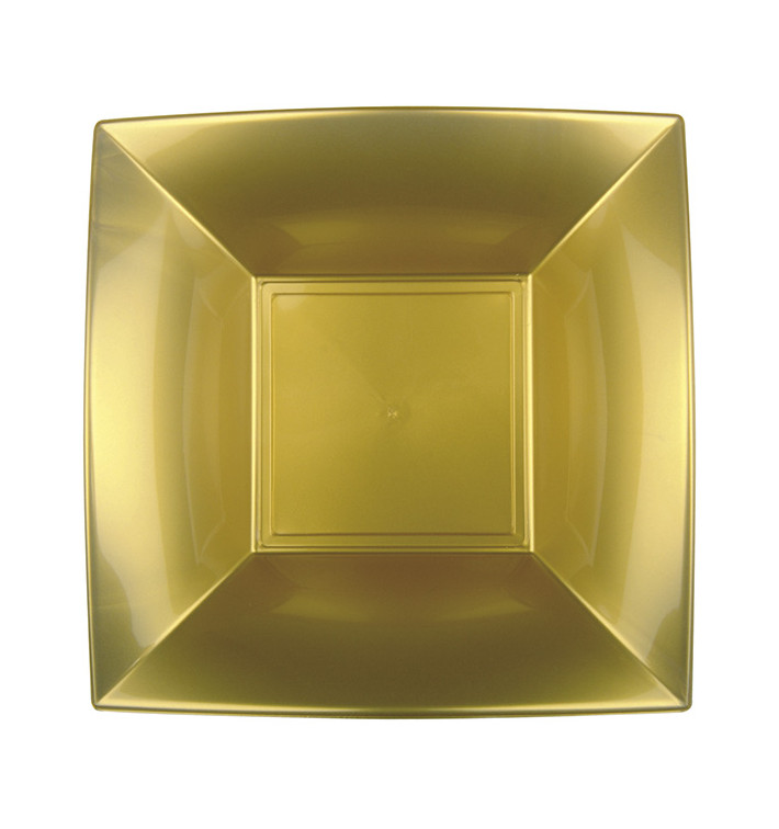 Plato Hondo Reutilizable PP Oro Nice 18cm (12 Uds) Plato Hondo Reutilizable PP Oro Nice 18cm (12 Uds)