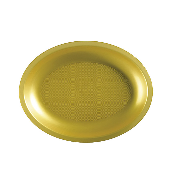 Bandeja Reutilizable PP Ovalada Round Oro 25,5x19cm (25 Uds) Bandeja Reutilizable PP Ovalada Round Oro 25,5x19cm (25 Uds)